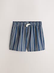 Navy Blue Printed Seersucker Stripe 5" Swim Shorts - Image 7 of 10