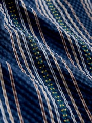 Navy Blue Printed Seersucker Stripe 5" Swim Shorts - Image 9 of 10