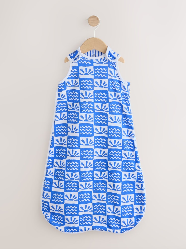Blue Waves Checkerboard 0.5 Tog Sleeveless Baby Sleep Bag - Image 1 of 6 Blue Waves Checkerboard 0.5 Tog Sleeveless Baby Sleep Bag - Image 1 of 6
