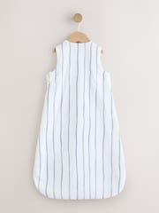Blue Stripe Embroidered Muslin 1 Tog Sleeveless Baby Sleep Bag - Image 2 of 7