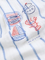 Blue Stripe Embroidered Muslin 1 Tog Sleeveless Baby Sleep Bag - Image 6 of 7