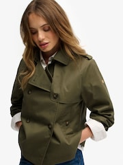 Superdry Green Short Trench Coat - Image 1 of 8