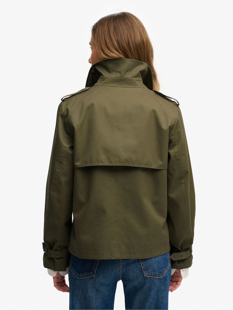 Superdry Green Short Trench Coat - Image 2 of 8