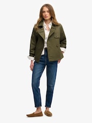 Superdry Green Short Trench Coat - Image 3 of 8