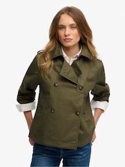 Superdry Green Short Trench Coat - Image 4 of 8