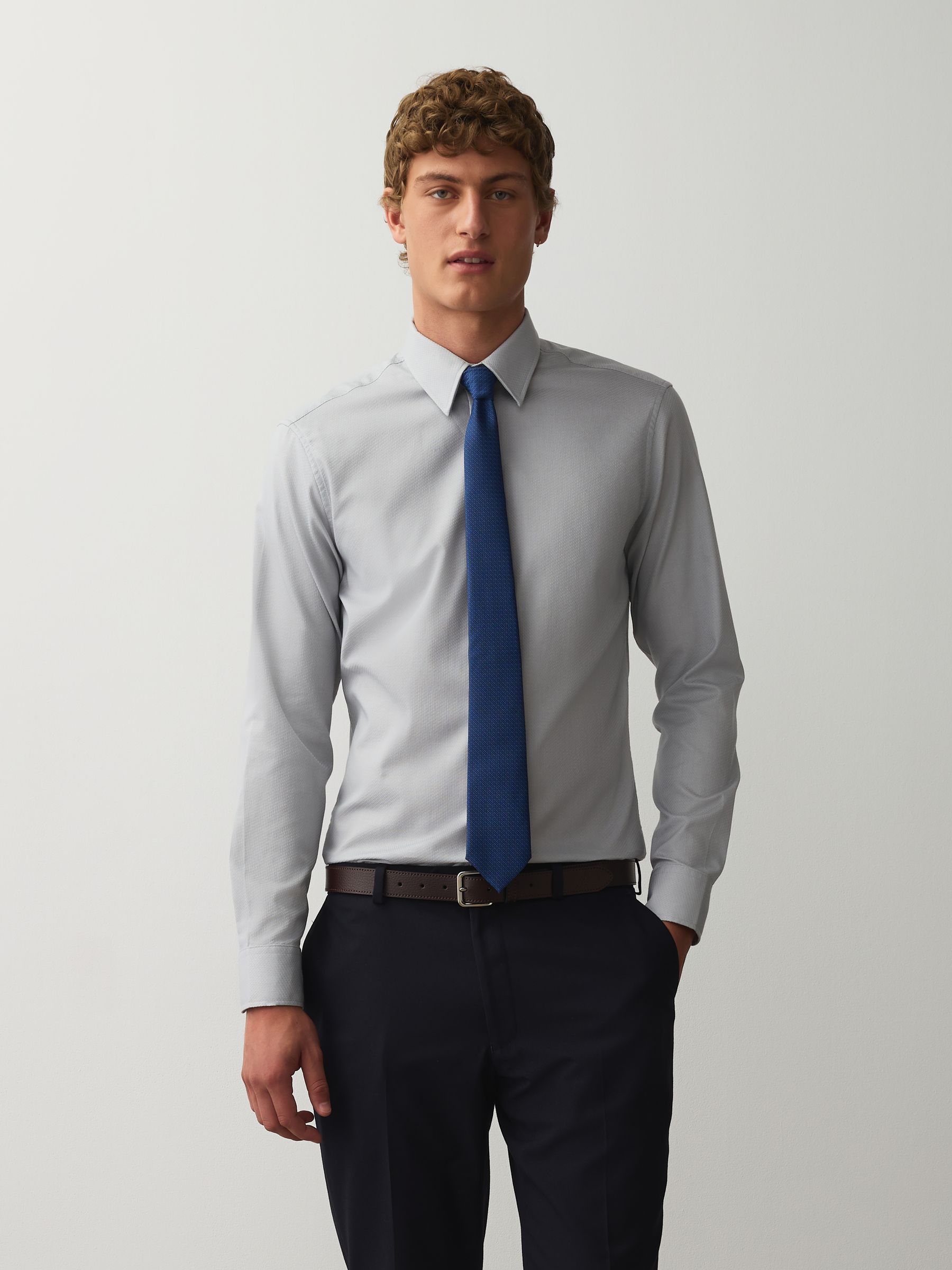 Cumpără Gri deschis - Slim Fit - Cotton Rich Textured Easy Care