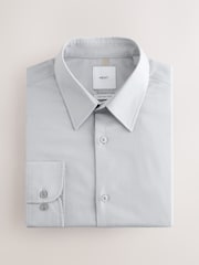 Light Grey Slim Fit Cotton Rich Textured Easy Care Smart Shirt - Image 1 of 3