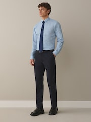 Ditsy/Navy Blue Regular Fit Cotton Floral Printed Shirt Tie and Tie Clip Set - Image 2 of 9