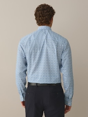 Ditsy/Navy Blue Regular Fit Cotton Floral Printed Shirt Tie and Tie Clip Set - Image 3 of 9