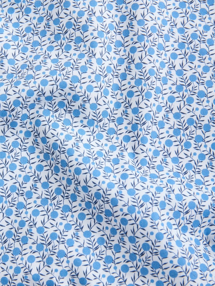 Ditsy/Navy Blue Regular Fit Cotton Floral Printed Shirt Tie and Tie Clip Set - Image 9 of 9