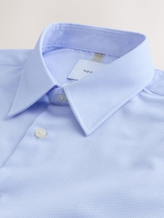 Blue Slim Fit Cotton Rich Textured Easy Care Smart Shirt - Image 2 of 3