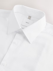 White Self Stripe Regular Fit Cotton Rich Textured Easy Care Smart Shirt - Image 2 of 3