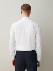 White Regular Fit Cotton Rich Textured Easy Care Smart Shirt - Image 4 of 8