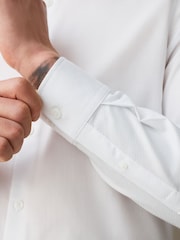 White Regular Fit Cotton Rich Textured Easy Care Smart Shirt - Image 5 of 8