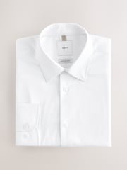 White Regular Fit Cotton Rich Textured Easy Care Smart Shirt - Image 6 of 8