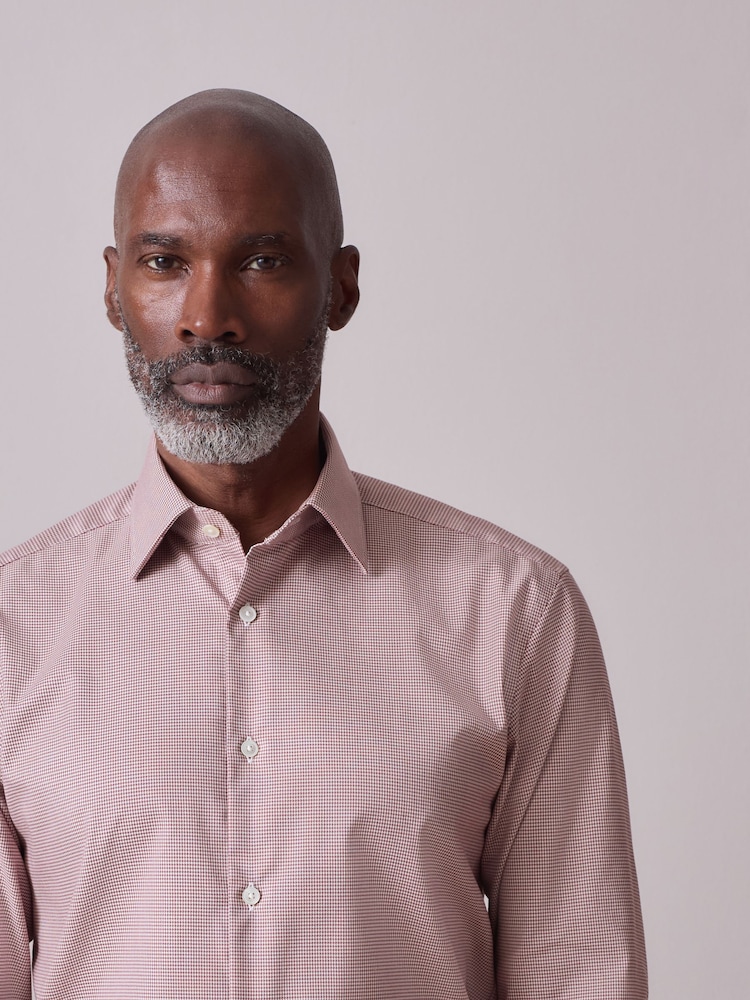 铁锈色棕色纹理 - Signature 100% 纯棉智能衬衫 - 9的图像1｝