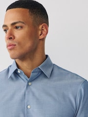 Blue & White Stripe Regular Fit Single Cuff Easy Care Smart Shirts 2 Pack - Image 4 of 10