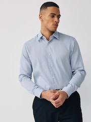 Blue & White Stripe Regular Fit Single Cuff Easy Care Smart Shirts 2 Pack - Image 5 of 10