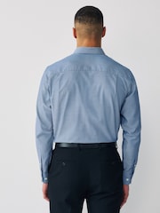 Blue & White Stripe Regular Fit Single Cuff Easy Care Smart Shirts 2 Pack - Image 6 of 10