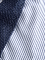 Navy Stripe/Knit Cotton Stretch Shirt, Tie and Pocket Square Set - Image 7 of 8