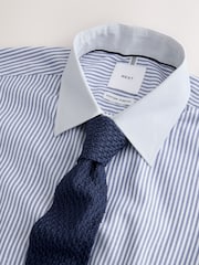 Navy Stripe/Knit Cotton Stretch Shirt, Tie and Pocket Square Set - Image 8 of 8
