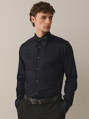 黑色缎纹/黑色 - 场合 100% 棉衬衫、领带、口袋巾和胸针套装 - 8的图像3｝