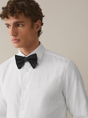 白豹/白色蝴蝶结 - 场合 100% 棉衬衫、领带、口袋巾和胸针套装 - 9的图像4｝