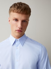 Blue Regular Fit Cotton Rich Textured Easy Care Smart Shirt - Image 4 of 8