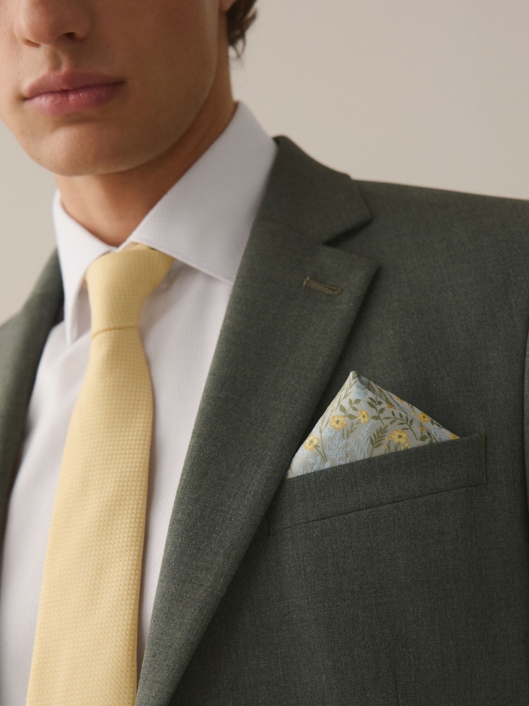 White/Yellow Slim Fit Cotton Rich Shirt, Tie, Pocket Square and Cufflink Occassion Set - Image 2 of 9