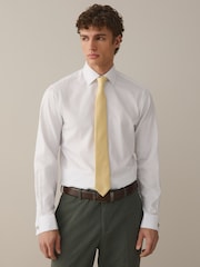 White/Yellow Slim Fit Cotton Rich Shirt, Tie, Pocket Square and Cufflink Occassion Set - Image 4 of 9