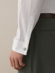 White/Yellow Slim Fit Cotton Rich Shirt, Tie, Pocket Square and Cufflink Occassion Set - Image 7 of 9