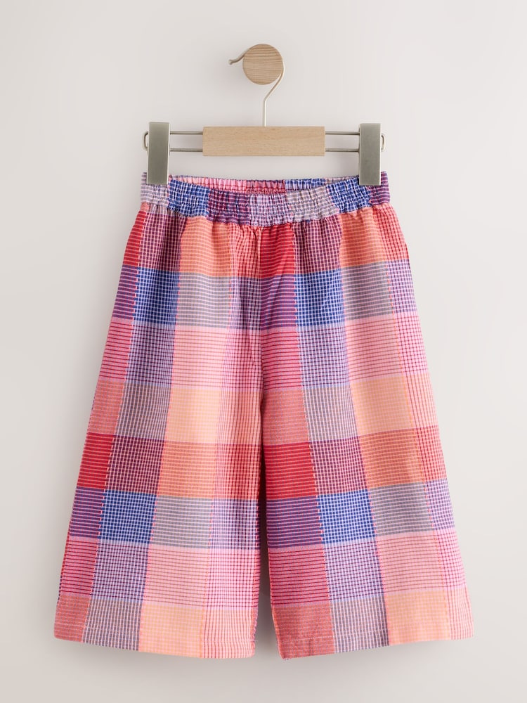 Bright Pink Multi Check Pullon Barrel Trousers (3mths-7yrs) - Image 1 of 4