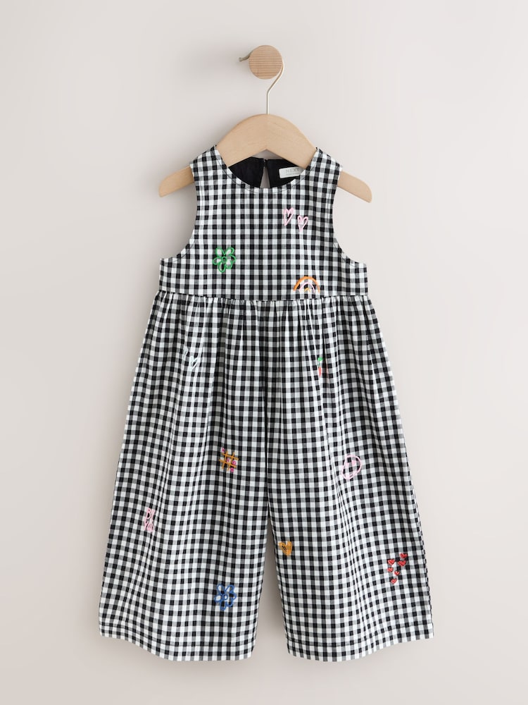 Black/White Gingham Sleeveless Playsuit (3mths-7yrs) - Image 1 of 5 Black/White Gingham Sleeveless Playsuit (3mths-7yrs) - Image 1 of 5