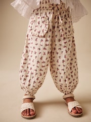 Cream / Pink Floral Ditsy Pull On Trousers (3mths-7yrs) - Image 1 of 4