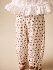 Cream / Pink Floral Ditsy Pull On Trousers (3mths-7yrs) - Image 3 of 4