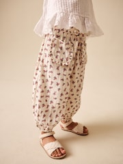 Cream / Pink Floral Ditsy Pull On Trousers (3mths-7yrs) - Image 4 of 4