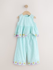 Mint Green Sleeveless Blouse & Trouser Set (3mths-7yrs) - Image 9 of 12