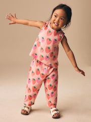 Pink Strawberry Print Top & Trousers Set (3mths-7yrs) - Image 1 of 4