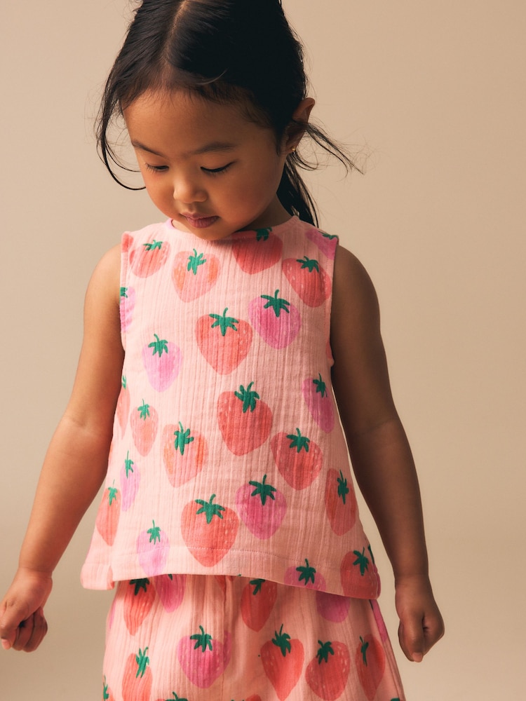 Pink Strawberry Print Top & Trousers Set (3mths-7yrs) - Image 4 of 4