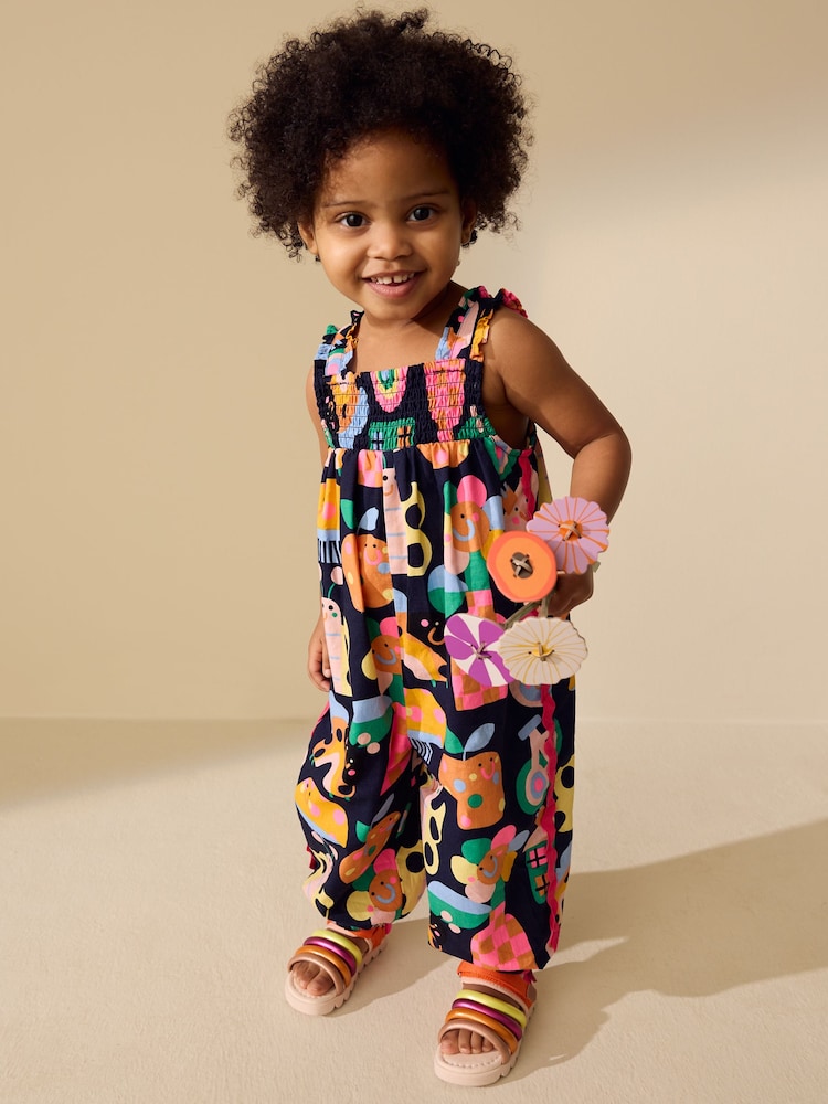 Rainbow Apple Print Ric Rac Strappy Jumpsuit (3mths-7yrs) - Image 1 of 8