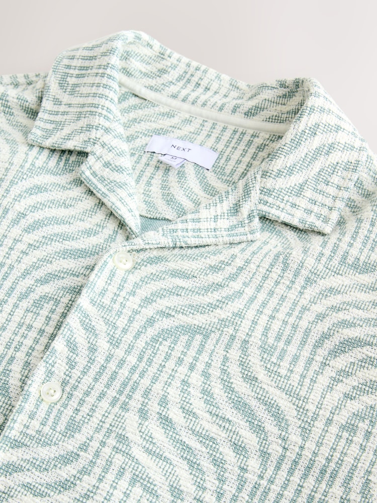 Green Jersey Geo Print Short Sleeve Shirt - Image 2 of 3