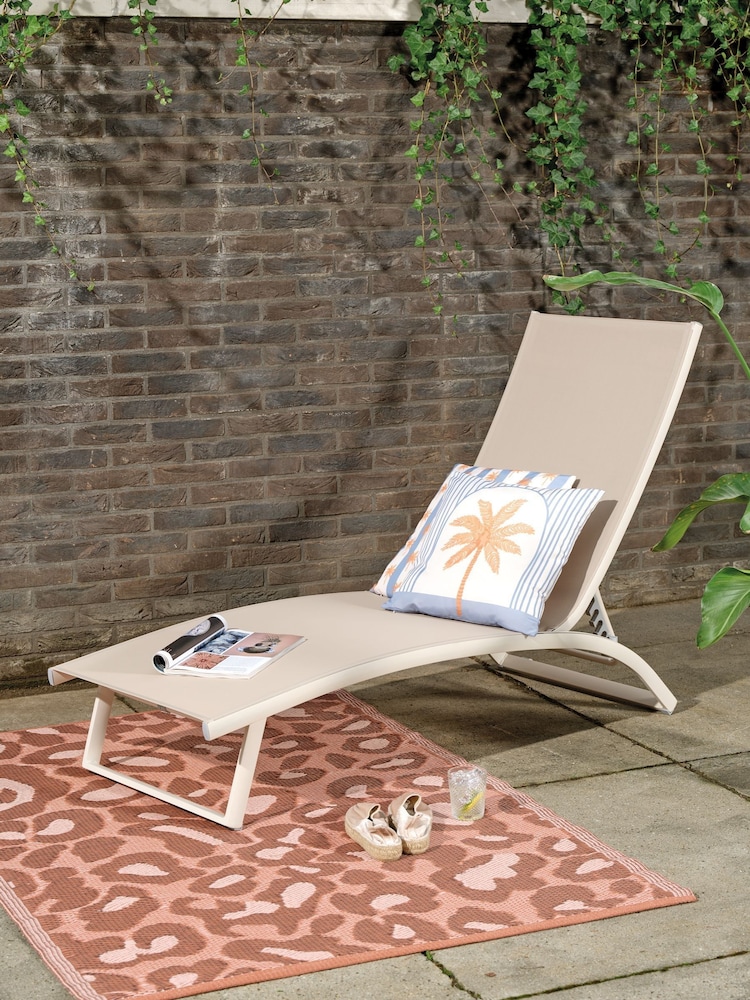 Outdoor Living Cream Farum Aluminium Sunlounger - Image 1 of 4
