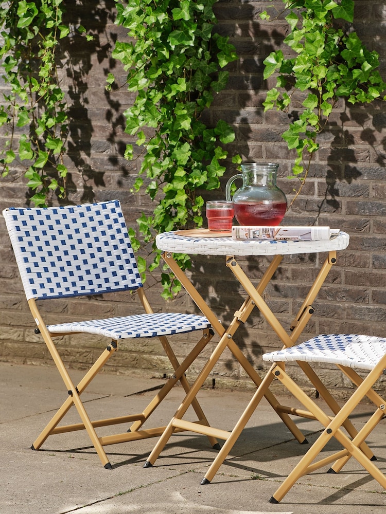 Outdoor Living Navy Bellano Wicker Bistro Set - Image 1 of 5 Outdoor Living Navy Bellano Wicker Bistro Set - Image 1 of 5