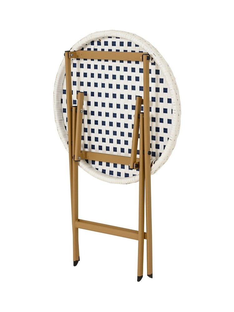 Outdoor Living Navy Bellano Wicker Bistro Set - Image 2 of 5 Outdoor Living Navy Bellano Wicker Bistro Set - Image 2 of 5