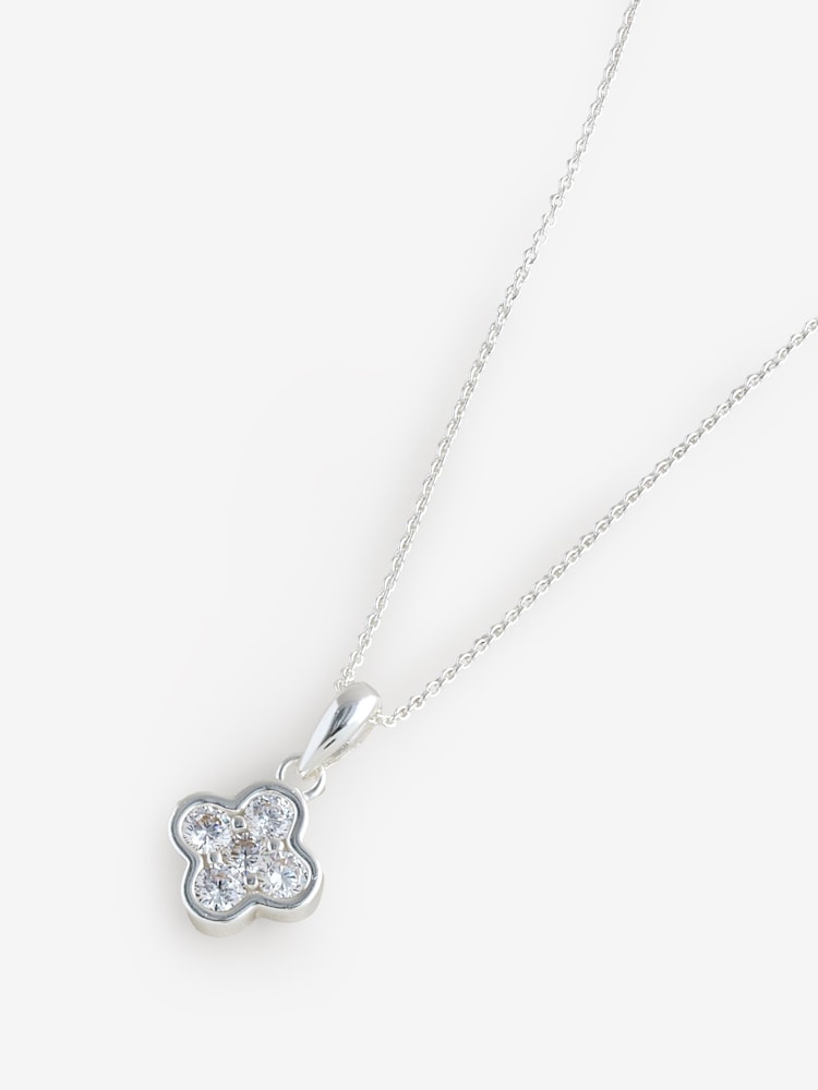 Simply Silver Silver Tone Sterling 925 Cubic Zirconia Clover Pendant - Image 1 of 1