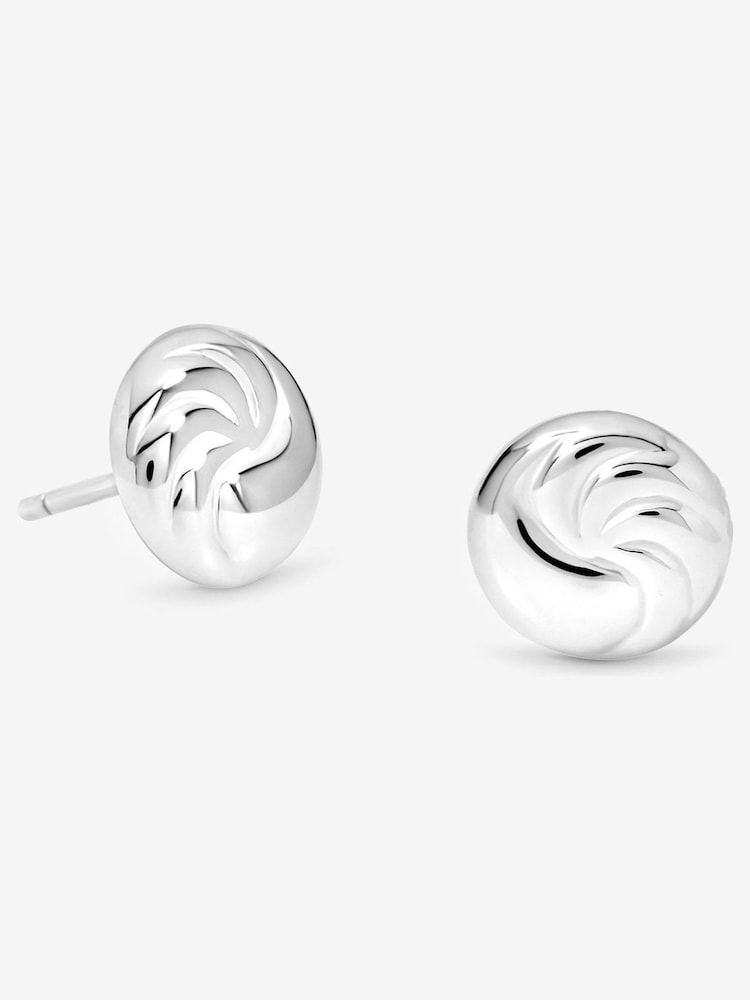 Simply Silver Silver Tone Sterling 925 Polished Textured Ridged Stud Earrings - Image 1 of 2 Simply Silver Silver Tone Sterling 925 Polished Textured Ridged Stud Earrings - Image 1 of 2