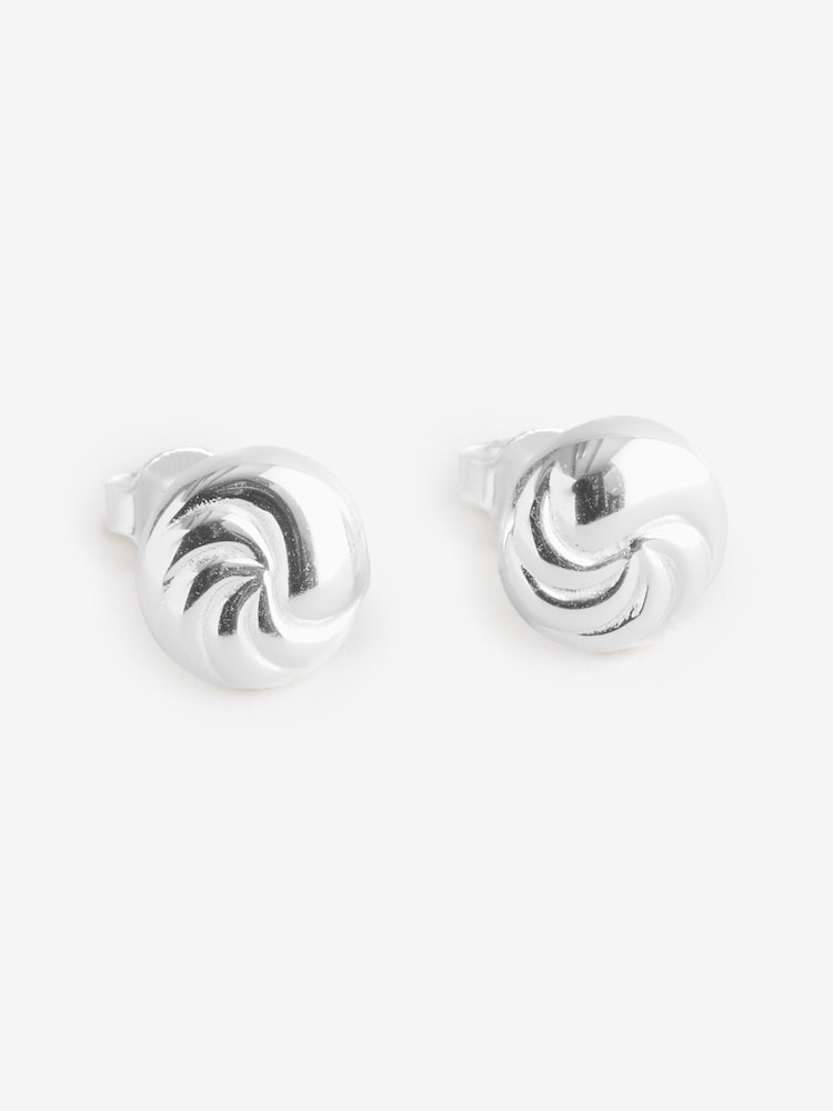 Simply Silver Silver Tone Sterling 925 Polished Textured Ridged Stud Earrings - Image 2 of 2 Simply Silver Silver Tone Sterling 925 Polished Textured Ridged Stud Earrings - Image 2 of 2