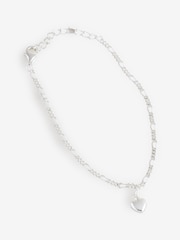 Simply Silver Sterling Silver 925 Polished Fine Figaro Heart Bracelet - Image 4 of 5