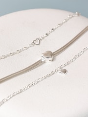 Simply Silver Sterling Silver 925 Polished Fine Figaro Heart Bracelet - Image 5 of 5