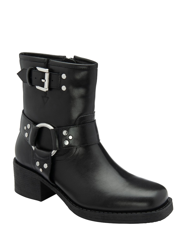 Ravel Black Leather Zip-Up Boots - Image 1 of 4